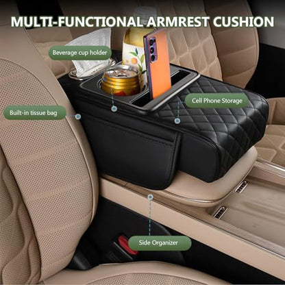 Multifunctional Car Armrest Cushion,5-in-1 Car Center Console Cover,Arm Rest Cover for Car,Car Armrest Storage Box, Car Accessories Center Console Organizers for Most Cars (Style A) - style: Style A