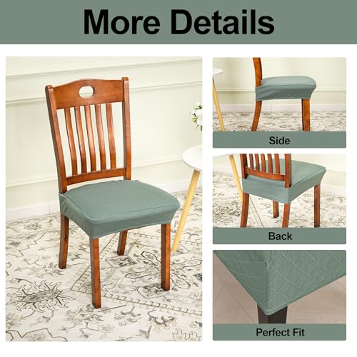 CRFATOP Waterproof 4pcs Dining Chairs Seat Covers with Soft Bench Chair Cover Stretch Kitchen Chair Slipcover Washable Seat Cushion Slipcover Protector for Hotel Ceremony Banquet Wedding,Green - color: Jacquard Green
