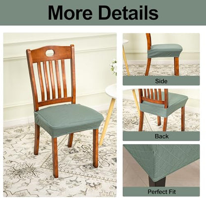 CRFATOP Waterproof 4pcs Dining Chairs Seat Covers with Soft Bench Chair Cover Stretch Kitchen Chair Slipcover Washable Seat Cushion Slipcover Protector for Hotel Ceremony Banquet Wedding,Green - color: Jacquard Green