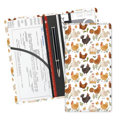 Leather Car Registration and Insurance Card Holder, Cute Car Accessories Vehicle Glove Box Car Organizer for Documents, Cards, License Boho Cute Chicken - color: Boho Cute Chicken