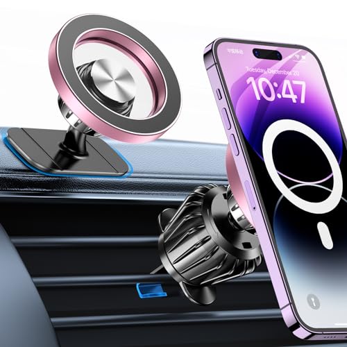 for Magsafe Car Mount【20 Strong Magnets】Magnetic Phone Holder for Car Phone Holder Mount Dash Mounted Holders Cell Phone Holders for Your Car Accessories for Women Men for iPhone 17 16 15 14 - color: Pink