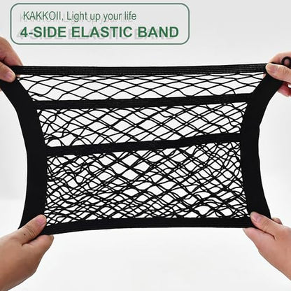 3 Layer Small Cargo Net,Cargo Storage Pocket Net, Mesh Elastic Pouch Organizer with Mounting Screws Hooks for Car,Rv, Trunk,Boats,SUV, Truck (2 Pack,11.8 x 9.8Inch,30 x25cm)