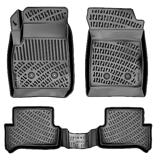 RizLiner 2015-2022 Chevrolet Colorado Extended Cab & GMC Canyon Extended Cab Floor Mats 3D Custom Fit Compatible with Colorado & Canyon Rubber Car Mats Laser Measured All Weather Waterproof (Black) - size: Colorado 2015 - 2022