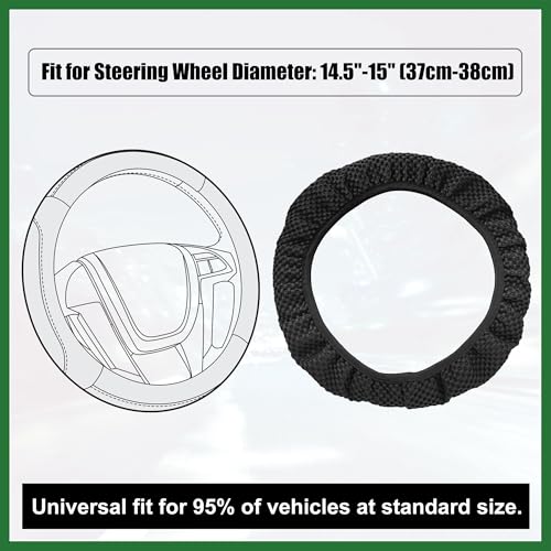 Motoforti Steering Wheel Cover Universal Elastic Stretch Antislip Breathable Microfiber Ice Silk Interior Trim Wheel Protector for Car Truck SUV Black Long-Lasting