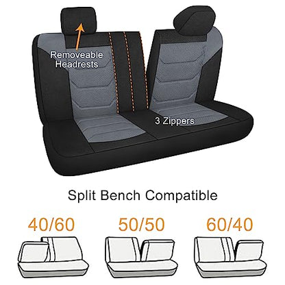 3D Air Mesh Car Seat Cover Full Sets Washable and Breathable Premium Cloth Automotive Vehicle Seat Covers for Cars Interior, Universal Fit for Most Cars, Sedan, Truck, SUV(Black/Gray)