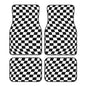 Generic Car Foot Mat Black and White Checkered Distortion Non-Slip Carpet Mats for Cars & Trucks,Decorative Front & Rear Vehicle Foot Rugs,4-Piece Car Floor Mat Set