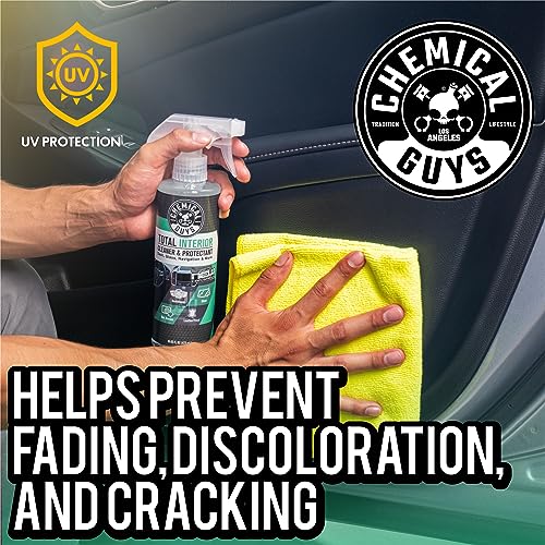 Chemical Guys Total Interior Cleaner & Protectant - New Car Scent, Car Cleaning Spray, Cleans and Protects Leather, Vinyl, Plastic, Rubber, and Glass, Safe for Trucks, SUVs, Jeeps, RVs & More - 16 oz - size: 16 Fl Oz (Pack of 1), style: New Car