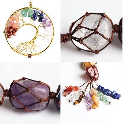 7 Chakras Stones Healing Crystals Tree of Life Wall Hanger Tumbled Gemstones Meditation Hanging Ornament Christmas Tree Memorial Hanging Pendant - color: A-style 2