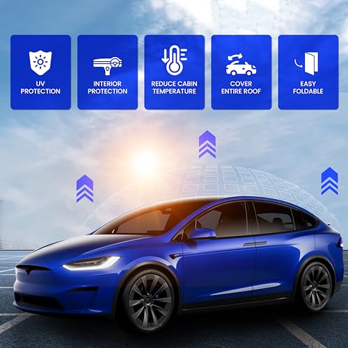 Econour Tesla Model Y Roof Sunshade, Panoramic Roof Window Insulation UV Rays Protection Sun Shade for 2020 2021 2022 2023 Tesla Model Y Accessories - size: Tesla Model Y Roof
