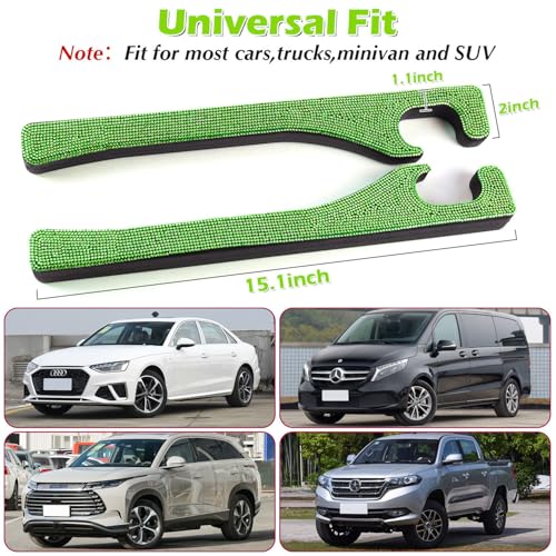 Briwill Green Bling Car Seat Gap Filler, Set of 2 Handmade Crystal Rhinestone Diamond Green Car Gap Filler Fit for Car Truck SUV Lime Green Bling Car Accessories(Grass Green) - color: F-Grassgreen