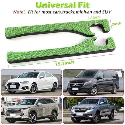 Briwill Green Bling Car Seat Gap Filler, Set of 2 Handmade Crystal Rhinestone Diamond Green Car Gap Filler Fit for Car Truck SUV Lime Green Bling Car Accessories(Grass Green) - color: F-Grassgreen