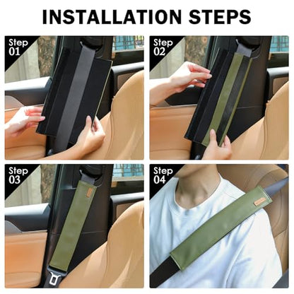 2-Pack Seat Belt Covers, Universal Car Seat Belt Pads Protector for Comfortable Driving, Relief Neck & Shoulder Pain, Fits All Cars & Backpack Straps (05-Green) - color: 05-Green
