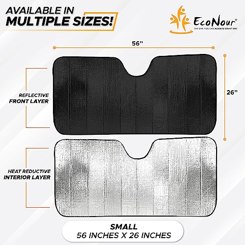 EcoNour Accordion Car Windshield Sun Shade | Reflective Car Window Shades for UV & Sun Protection | Foldable Windshield Cover Keeps Interior Cool | 26 x 56 Inches - size: Small