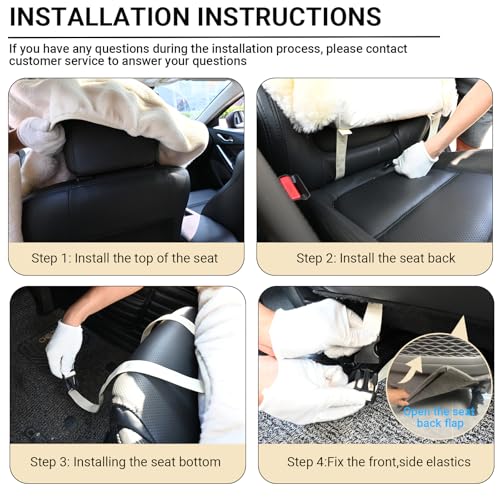 Aegis Cover Sheepskin Car Seat Cover Genuine Australian Merino Wool Front Seat Cover Luxury Dense Pelt Universal Fit for Most SUVs, Trucks, Bucket-Style, 54 X 22 Inches (Cream) - color: Cream