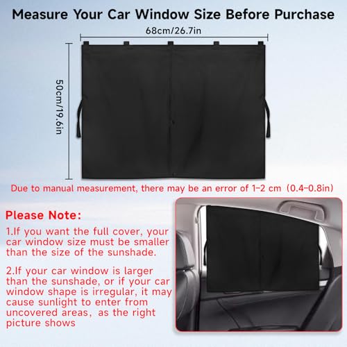 Car Window Shades, 2 PCS Magnetic Double Layer Auto Sun Shade for Side Windows Privacy Full Covers/Half Shade Options Back Car Window Curtains for Baby Protection - color: Black:2pack