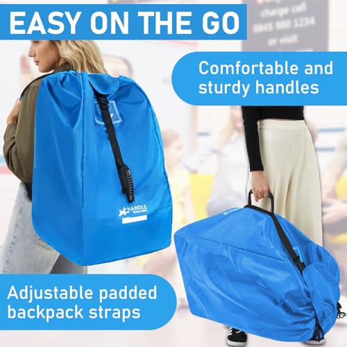 Car Seat Travel Bag for Airplane, Large Waterproof Car Seat Bags Fits Most Infant Car Seats, Convertible Car Seats, Booster Seats, Car Seat Bases, Adjustable Shoulder Strap, Blue - color: Blue