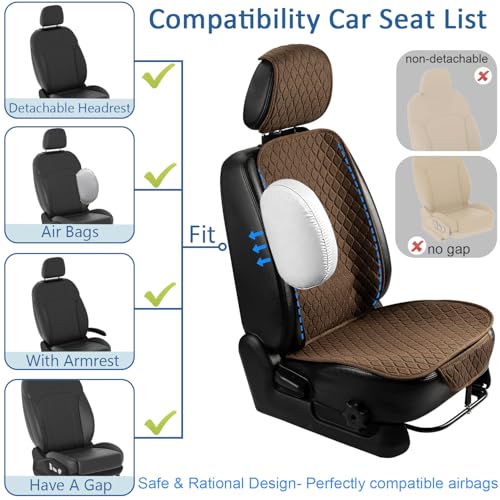 Linen Car Seat Covers Front Seat Covers Breathable Cloth Fabric Car Seat Protector Mats Pad Universal Fit 90% Vehicles,SUVs,Cars,Sedans (2Pack Brown)