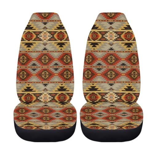 Pehede Car Seat Cover Tribal Abstract Geometric Ethnic Pattern Front for Cars, Easy to Install Cover Set, Accessories Auto Trucks Van SUV,2 Packs - color: Multi36