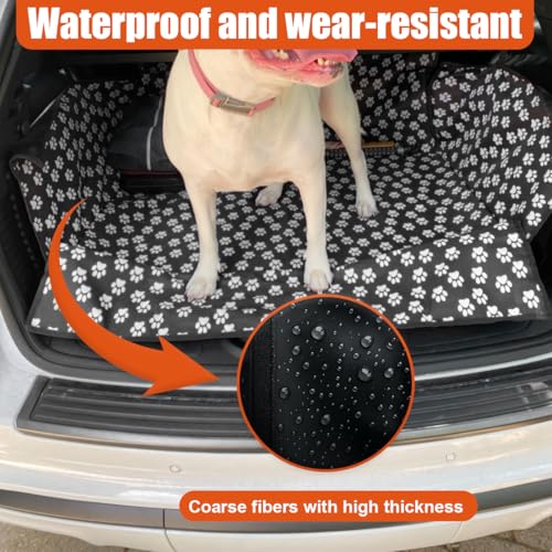 SUV Cargo Liner for Dogs, Heavy Duty Waterproof Oxford Cloth Pet Trunk Protector Mat, Non-Slip Washable Dog Cargo Cover, Universal Vehicle Pet Travel Accessories for Cars/Trucks(Paw) - size: Paw