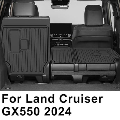 AOMSAZTO Floor Mats and Cargo Mat Backrest Mat Compatible with Toyota Land Cruiser & Lexus GX550 2024 2025 - All Weather TPE Waterproof Anti-Slip Floor Liner and Trunk Mat Car Mat (Only for 5 Seat) - style: 2024-2025 | For Toyota Land Cruiser | Full Set