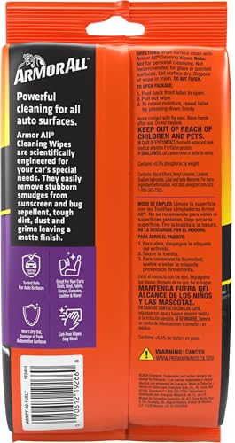 Armor All Car Interior Cleaner Wipes, Interior Cleaning Wipes for Cars, Trucks, Motorcycles, 60 Each