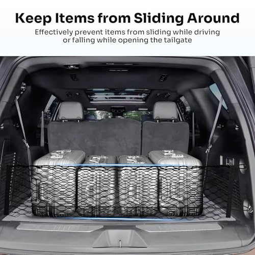 Canvcle Cargo Net for Chevy Suburban Tahoe GMC Yukon&Yukon XL Cadillac Escalade 2021–2025 2026 Envelope Style Heavy Duty Elastic Mesh Trunk Cargo Organizer Easy Install Storage Net with Hooks - style: for Chevy Tahoe