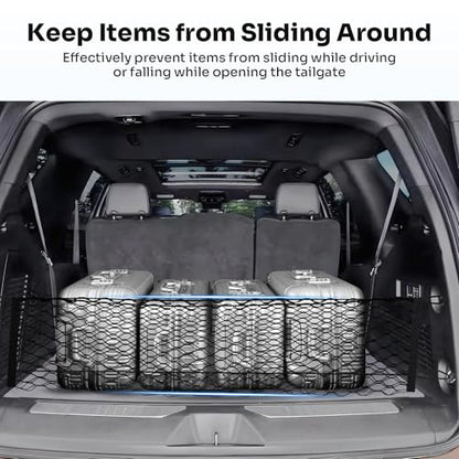 Canvcle Cargo Net for Chevy Suburban Tahoe GMC Yukon&Yukon XL Cadillac Escalade 2021–2025 2026 Envelope Style Heavy Duty Elastic Mesh Trunk Cargo Organizer Easy Install Storage Net with Hooks - style: for Chevy Tahoe