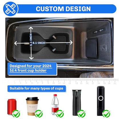 for 2023-2025 2026 Volkswagen ID.4 Accessories 2024 2025 2026 VW ID.4 Cup Holder Insert TPE Cup Holder Limiter Drink Holder Adapter Non-Slip Drink Stopper Stabilizer - color: 2023-2025 2026 VW ID.4 Cup Holder Limiter