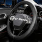 Steering Wheel Cover for Honda CRV Accord Civic HRV Pilot Odyssey Passport, Standard Size 14.5-15", Carbon Fiber Black