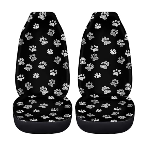 Dreaweet White Dog Paw Print Car Seat Covers for Women 2 Front Set Cute Car Accessories Washable Front Seat Cover Universal Fit Most Vehicle SUV Sedan Trucks - color: White Dog Paw Print