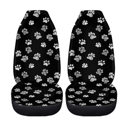 Dreaweet White Dog Paw Print Car Seat Covers for Women 2 Front Set Cute Car Accessories Washable Front Seat Cover Universal Fit Most Vehicle SUV Sedan Trucks - color: White Dog Paw Print