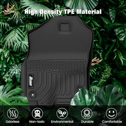 FREEMOTOR802 Compatible with 2019-2024 Ram 1500 Crew Cab Floor Mats, Black 3D Molded Carpets Liner 1st 2nd Row Front Rear Protection Pad 3PC TPE Thermo Plastic Elastomer All Weather Protector - size: For Ram 1500 Crew Cab 2019-2024