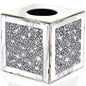 Wocred Square Mirrored Tissue Box Cover,Crystal Crushed Diamond Tissue Box,Silver Luxury Tissue Holders for Either Tissues in a Bathroom or Napkins on a Table.(5.5”x5.5”x5.5”) - color: Silver Diamond