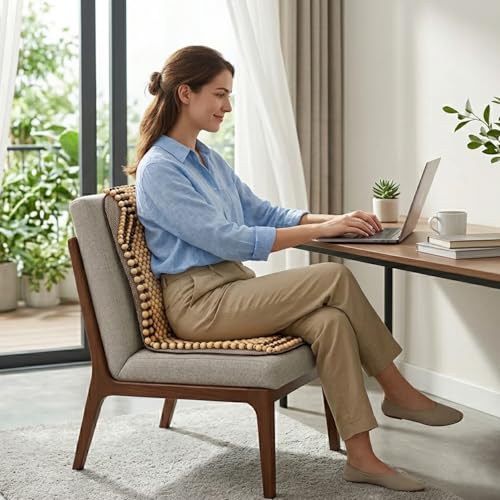 ZONETECH Wood Beaded Seat Cushion 4-Pack - Premium Quality Massaging Double Strung for Stress-Free Driving All Day,Universal Fit for Vehicles and Office Chairs - size: 4 PACK