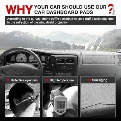 Autorder Gray Dashboard Cover Mat for Toyota Tacoma 1998-2004 Accessories Dash Cover Upgrade Polyester Dash Mat Sunshade Glare UV Rays Protector - size: Gray 1998-2004 Toyota Tacoma