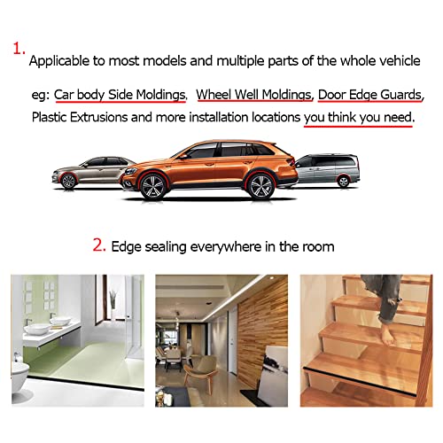 Automotive Door Edge Trim Molding Kit with Tape, L Shaped Lip Guard for Car Fenders, Running Boards, Camper Shells, Spas, Mirrors Edge and More, Black(26Feet)