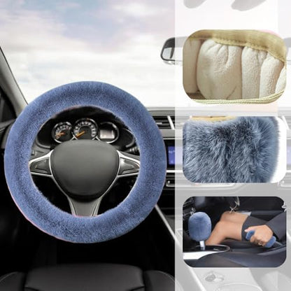 Fluffy Steering Wheel Cover, Winter Warm, Suitable for Most Car Steering Wheels in The 14-15 Inch Range (Gray, 3PCS) - color: Gray, size: 3PCS