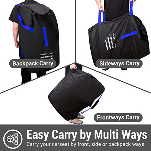 Car Seat Travel Bag Backpack for Air Travel - Karfast Universal Infant Carseat Gate Check Bag Cover for Airplane, Foldable with Pouch, Blue - color: DarkBlue