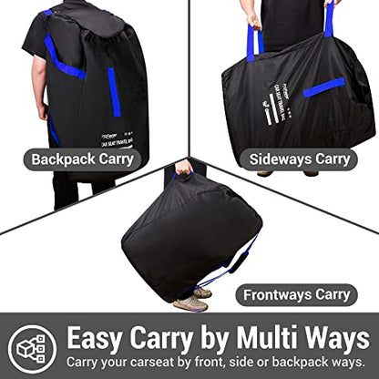 Car Seat Travel Bag Backpack for Air Travel - Karfast Universal Infant Carseat Gate Check Bag Cover for Airplane, Foldable with Pouch, Blue - color: DarkBlue