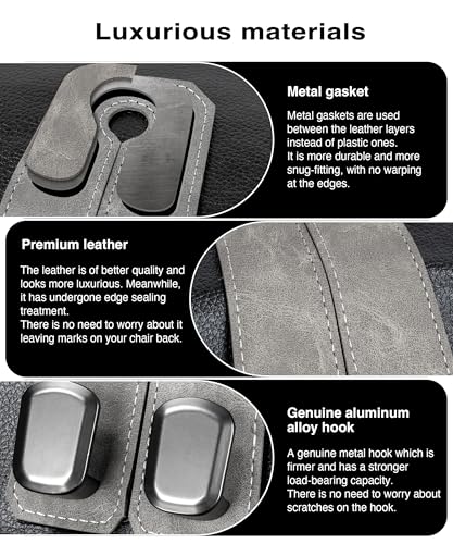 Car Purse Holder - Luxurious Leather, 4PCS Headrest Hooks with 100% Metal Hangers for Seat, Multifunctional Car Bag Hooks, Grey - color: GREY 4Pack
