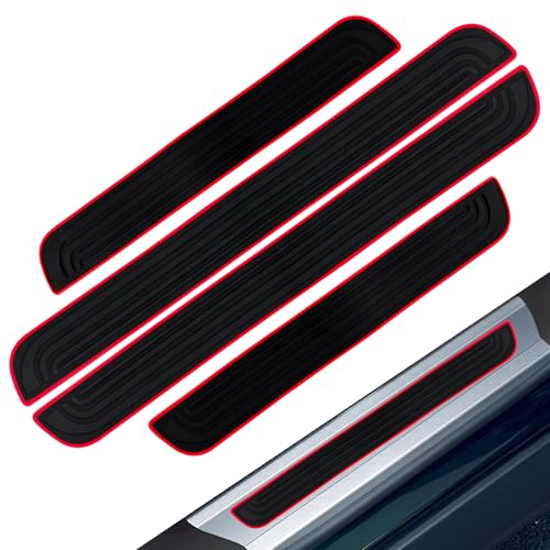 4PCS Car Door Sill Protector, Car Door Edge Guards, Anti-Scratch Rubber Auto Sill Protection Trim, Auto Accessories Waterproof Threshold Cover Strips for Most Vehicles (Red Edge, 6cm Wide) - color: Red Edge, size: 6cm wide