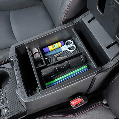 Center Console Organizer Compatible with Toyota 4Runner Accessories 2010-2024 and Kia Telluride (2020-2024), Insert ABS Black Materials Tray, Armrest Box Secondary Storage