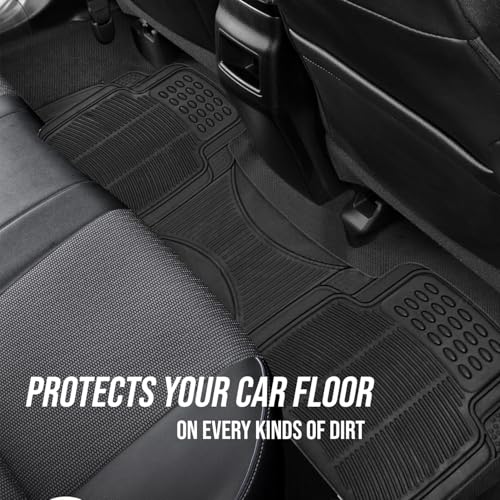 ZONETECH Rubber Car Interior Floor Mat Premium Quality All Weather Protection-Perfect for Car, Truck and SUV - size: Single Trimmable Floor Mat