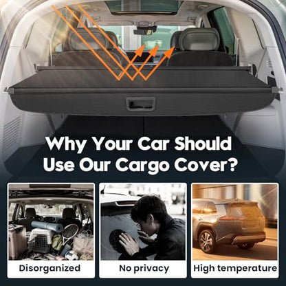 Powerty Cargo Cover for 2026 Hyundai Ioniq 9 Accessories, Carbon Fiber Trunk Cover Retractable Trunk Shielding Shade Cargo Luggage Cover Black - size: 2026 | Hyundai Ioniq 9