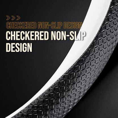 HAOTULE Nappa Leather Slim Stylish Steering Wheel Cover,for Toyota Steering Wheel Cover Interior Conversion (White) - color: White