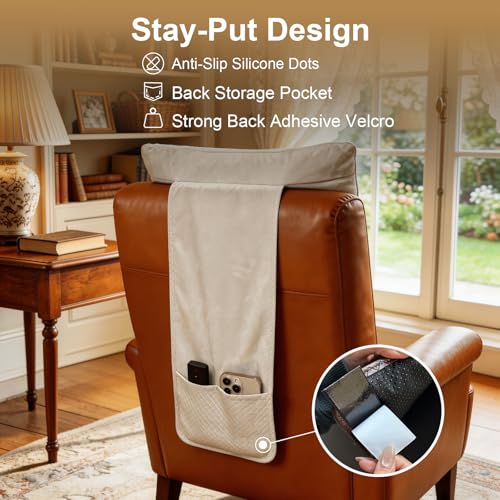 Dual-Layer Ultra-Suede Neck Support Pillow for Recliners, Sofas & Office Chairs - Breathable Mesh, Removable Cover, Orthopedic Cervical Support for Pain Relief (Beige)