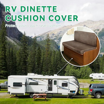 Leather Like RV Dinette Cushion Covers, RV Booth Seat Cover Stretchable Camper Cushion Couch Covers Washable Slipcovers for RV Camper Car Bench (1 Backrest Cover & 1 Bench Cover, 02Light Brown) - color: 02light Brown, size: 1 Bench Cover & 1 Backrest Cove