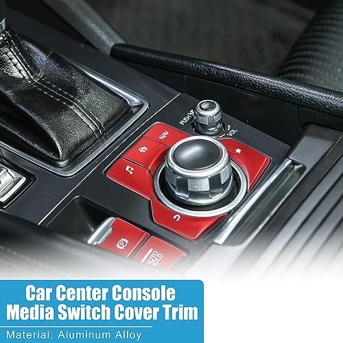 Car Center Console Gear Panel Multi-Media Handbrake Switch Cover Trim for Mazda CX-5 2017-2020 Red (Set of 7) - color: Red