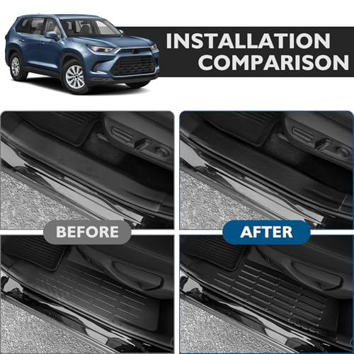 BIBLOZ Inside Door Sill Protector Compatible with Toyota Grand Highlander 2024 2025 2026 Accessories LE/XLE/Limited/Platinum Door Sill Guards Trim(Not for Highlander)