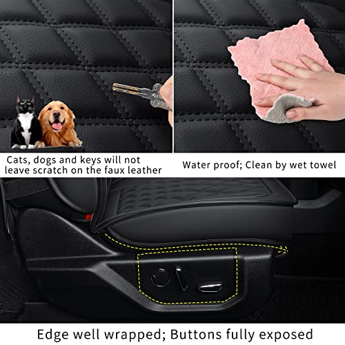 LUCKYMAN CLUB F150 Faux Leather Seat Covers Fit for 2010-2014 F150 2011-2016 F250 F350 F450 Pickup Trucks(Front Pair, Black) - color: Black, size: (2010-2014) Front Pair